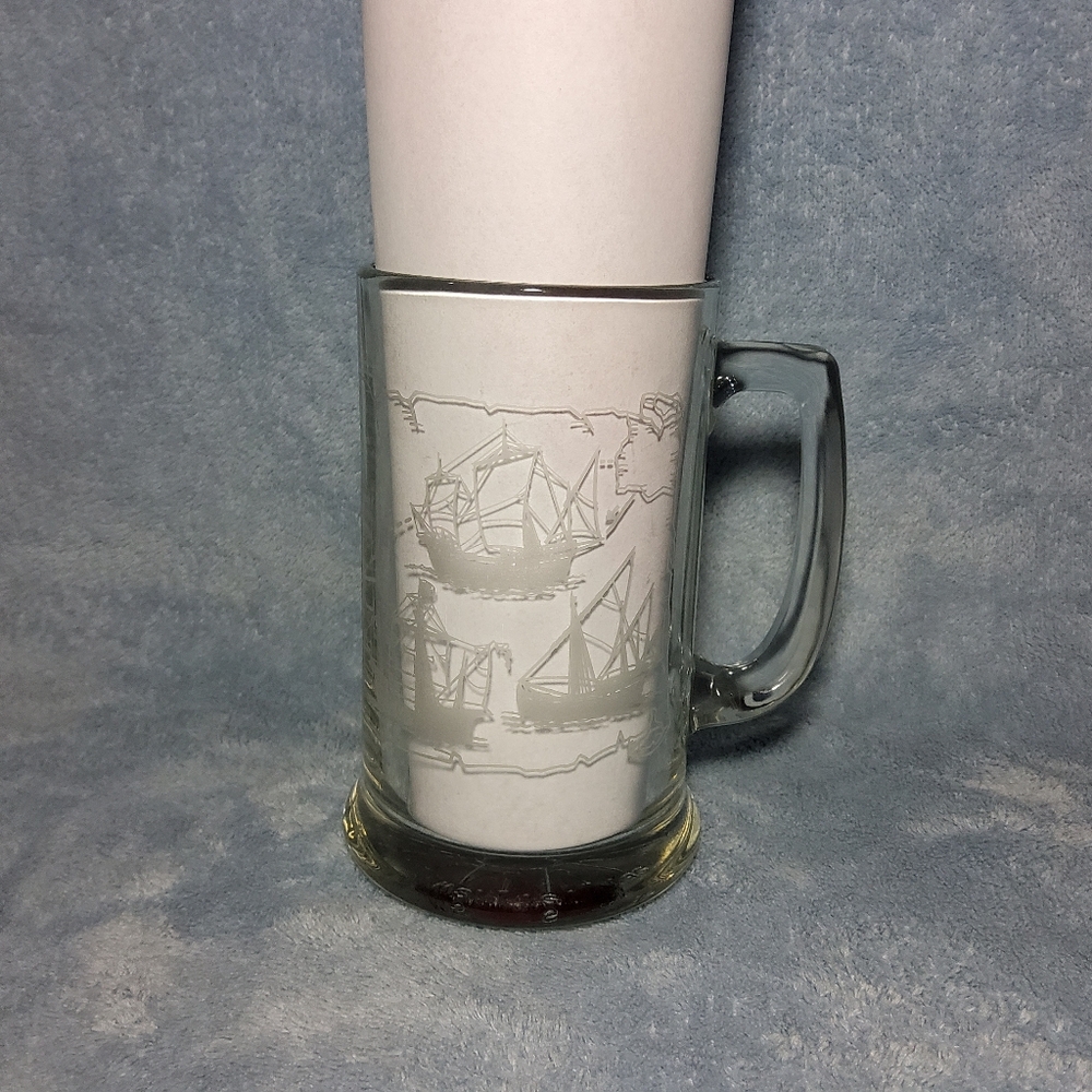 Vintage 1992 Long John Silvers Christopher Columbus Ship Nautical Glass Beer Mug